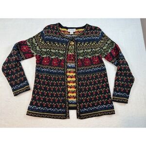 North Style Vintage Multi-Colored Cardigan Sweater Size Large Grannycore‎ Cozy